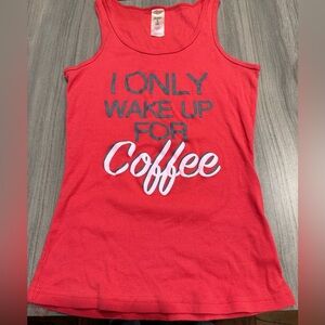Red Sleeveless Coffee Graphic Tank Top